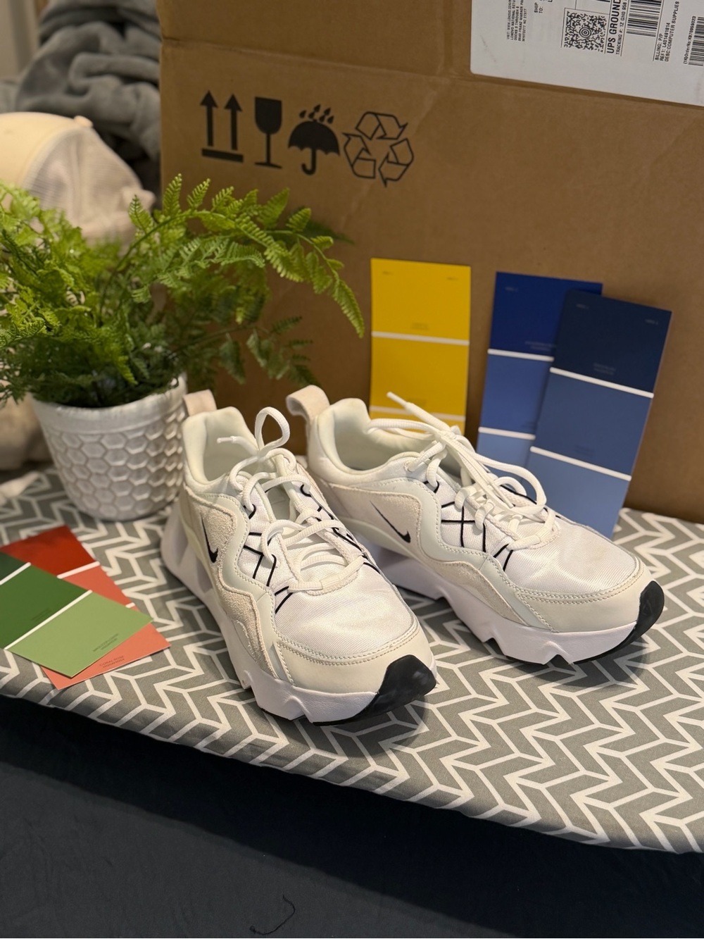 Nike Women's Cream Sneakers with Black Accents